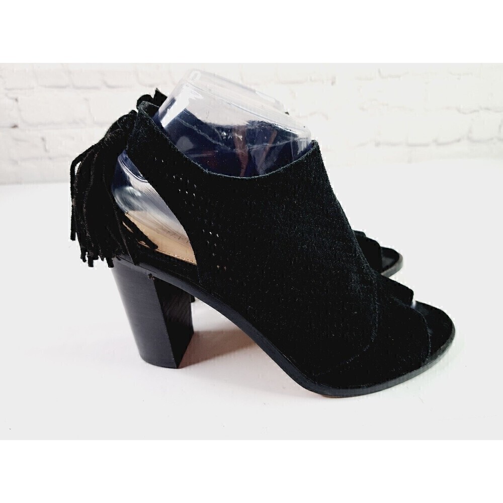 GIANNI Bini Black Hadwin Tassel Peep Toe Shoes Women's Size 7.5